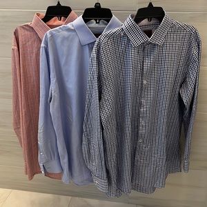NICE lot of 3 Mens Long Sleeve Button Down Tattersall Shirts-Size 17~34/35